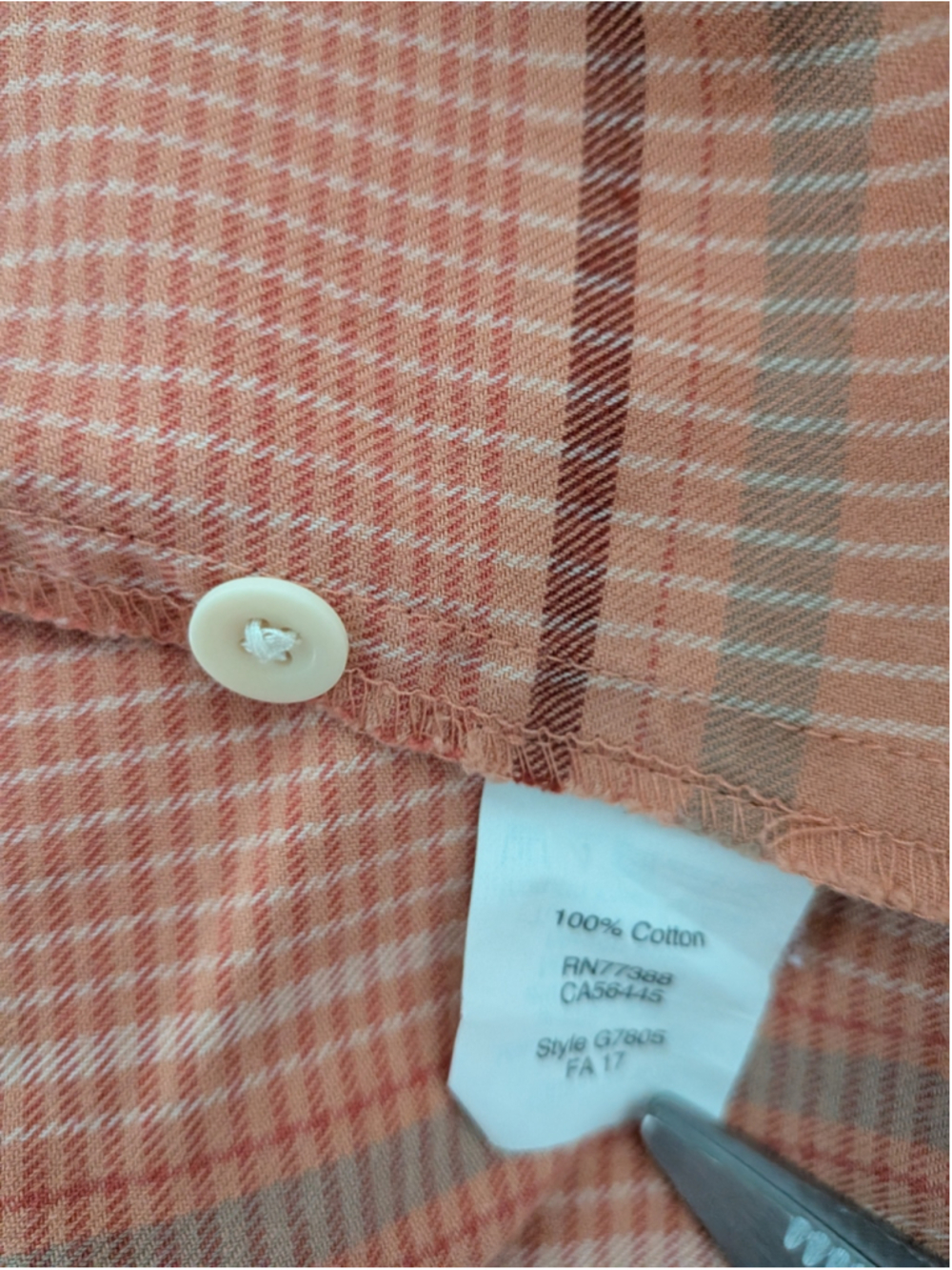 Madewell Morningview Shirt Peach Plaid Size M Tie Sleeve Cotton Blouse - Picture 6 of 7
